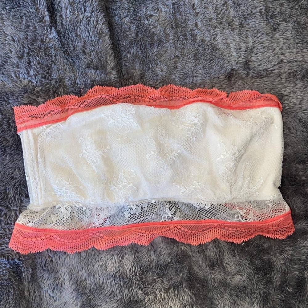Calvin Klein Lace Bandeau with Coral Accents